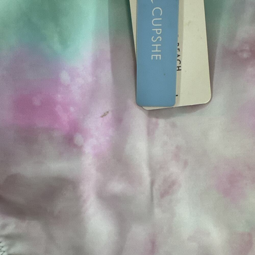 CupShe Swimsuit One Piece Womens L Tie Dye Purple Turquoise Rushed Side Tie New - Picture 5 of 10